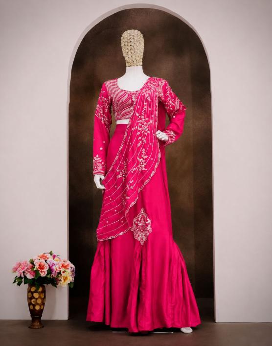 Trending Stylelish BB 73  Chinon Silk Pink Lehenga choli manufacturers in Gujarat